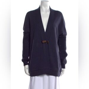 Brunello Cucinelli NWOT Navy blue Cashmere Cardigan small sequence sleeve
